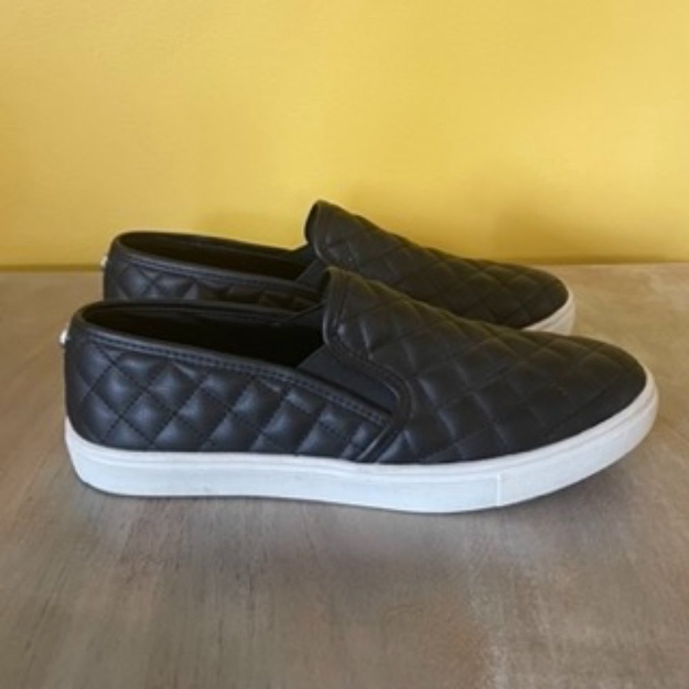 Steve Madden Women’s Black Faux Leather Slip-On Sneakers